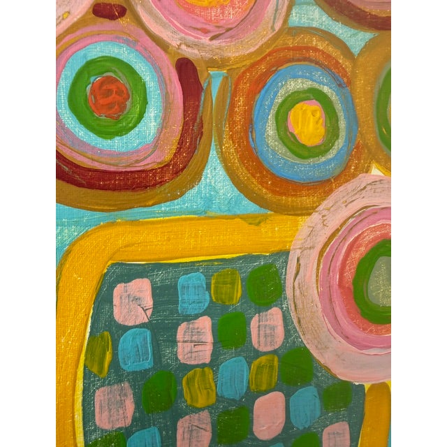 Large Colorful Abstract Floral Painting – Patterned Vase Floral Still Life For Sale - Image 9 of 9
