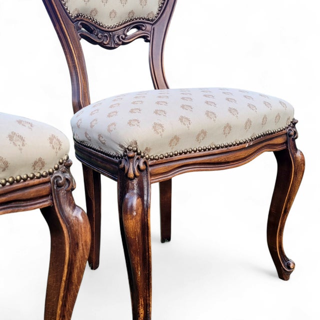 Antique Early 20th Century Louis XVI French Château Dining Room Set in Mahogany Inlaid and Walnut, Set of 5 For Sale - Image 6 of 17