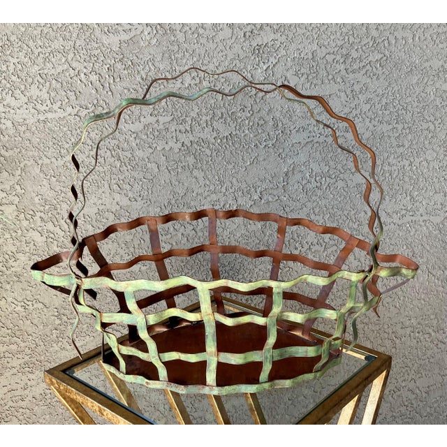Rustic Chic Late 20th-Century Whimsical Crimped Steel Planter Basket For Sale - Image 18 of 18