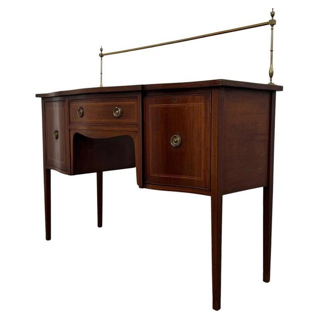 20th Century English Inlaid Mahogany Sideboard with Brass Gallery For Sale - Image 11 of 13