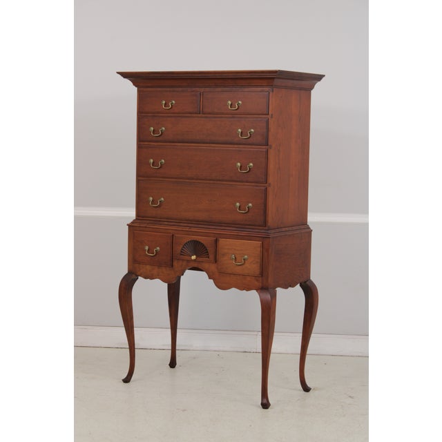 Queen Anne Bench Made Cherry 8 Drawer Highboy For Sale - Image 3 of 15