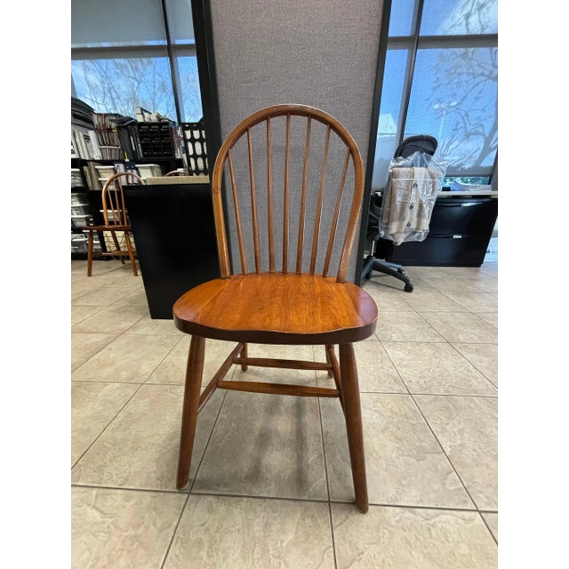 Windsor Style Spindle Back Dining Chairs, made by Bradco Chair in Lisbon, ME in the 1980's. This sturdy chair has simple...
