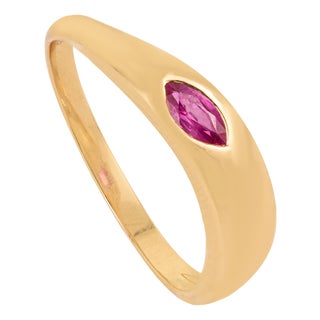 Chic Gypsy Set Ruby Chunky 14k Yellow Gold Dome Ring Size 9 by VRJewels For Sale