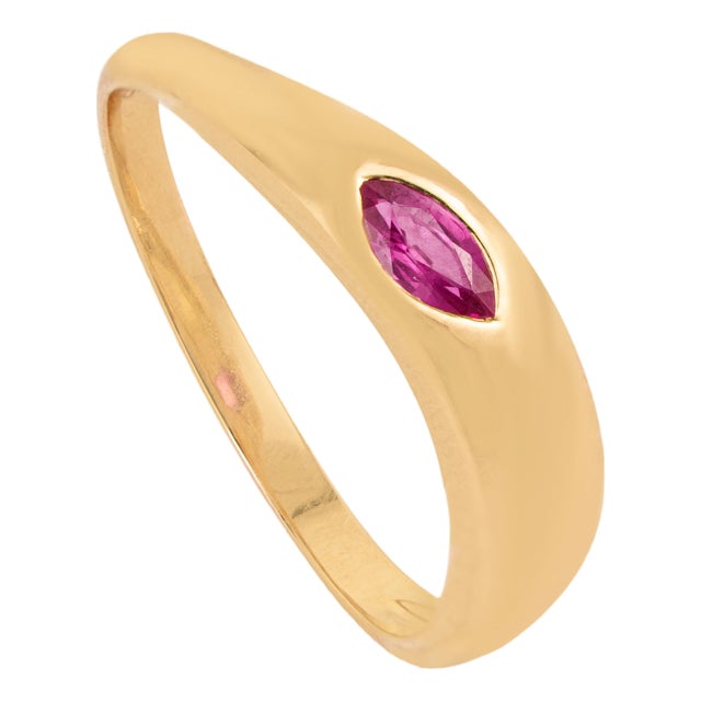 Chic Gypsy Set Ruby Chunky 14k Yellow Gold Dome Ring Size 9 by VRJewels For Sale