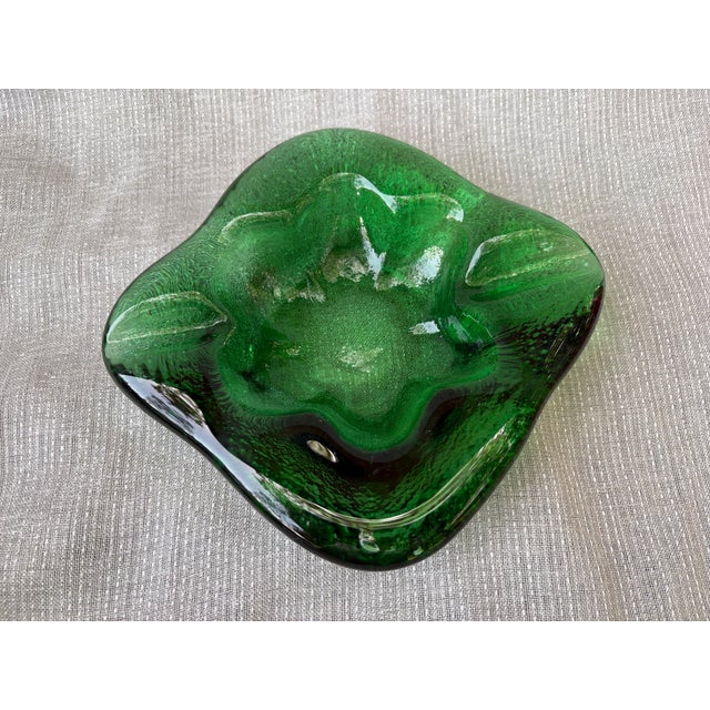 Green Chunky 60's Blenko Style Green Glass Catchall Ashtray For Sale - Image 8 of 15