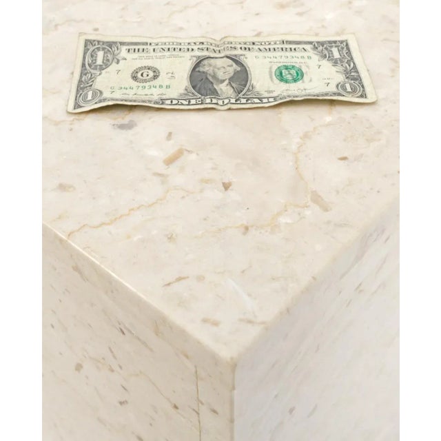 Ivory Pair of Rectangle Marble End Side Tables Nightstands Pedestals Mid Century For Sale - Image 8 of 13