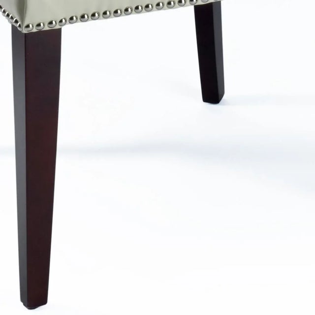 Brown 19''H Leather With Silver Nailheads in Flat Cream & Cherry Mahogany For Sale - Image 8 of 10