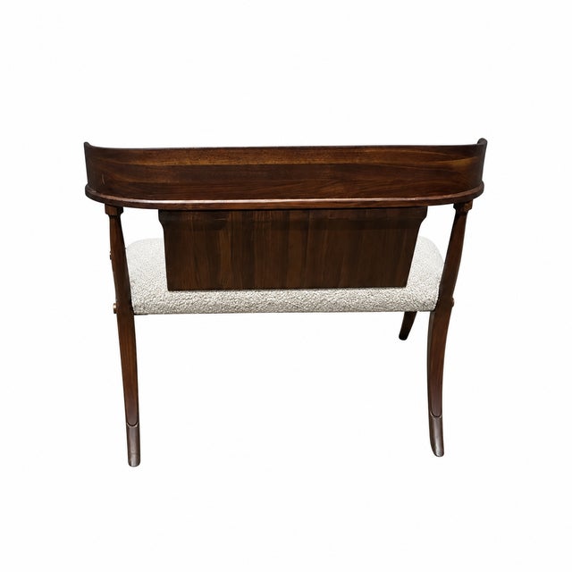 Mid Century Style Klismos Walnut Bench For Sale - Image 4 of 4