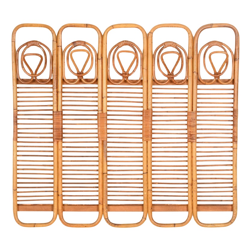Large Vintage Italian Coat Rack in Bamboo and Rattan by Franco Albini ...