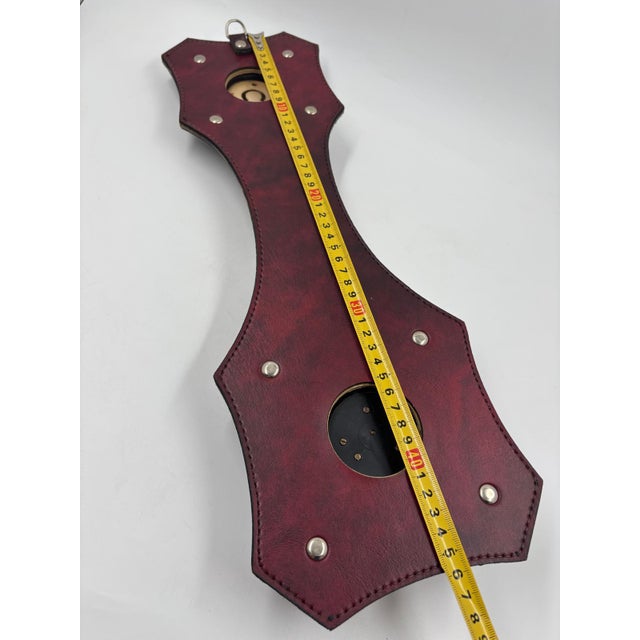 Barometer Weather Station in Reddish Faux Leather, 1950s For Sale - Image 12 of 18