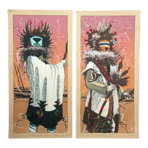 Larry Fodor "Crow Mother and Ahulani Kachina St 2" Set of 2 Limited Edition Lithographs