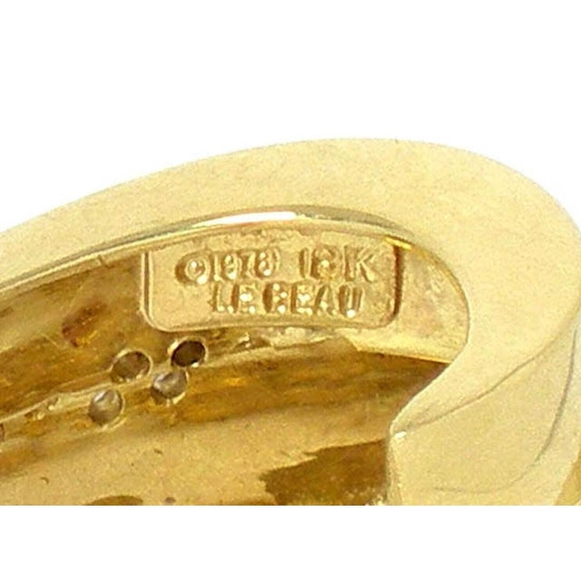 Mid 20th Century Pair of Boris Lebeau Retro Diamond 18k Yellow Gold Double Oval Hoop Earrings For Sale - Image 4 of 4