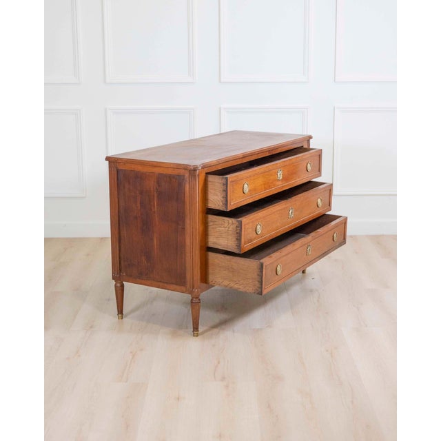 Brown Louis XVI Style Chest Of Drawers In Walnut Circa 1880 For Sale - Image 8 of 8