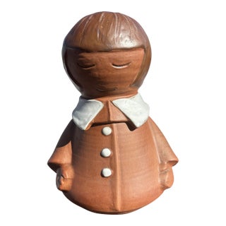 Rare Vintage MCM Stoneware Designs West Young Girl Cookie Jar California Art Pottery Movement For Sale