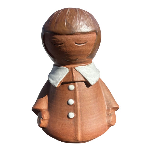 Rare Vintage MCM Stoneware Designs West Young Girl Cookie Jar California Art Pottery Movement For Sale