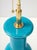 Stunning pair of ceramic lamps with a Cerulean blue crackle glazed finish by Paul Hanson. The lamps have been Newly...