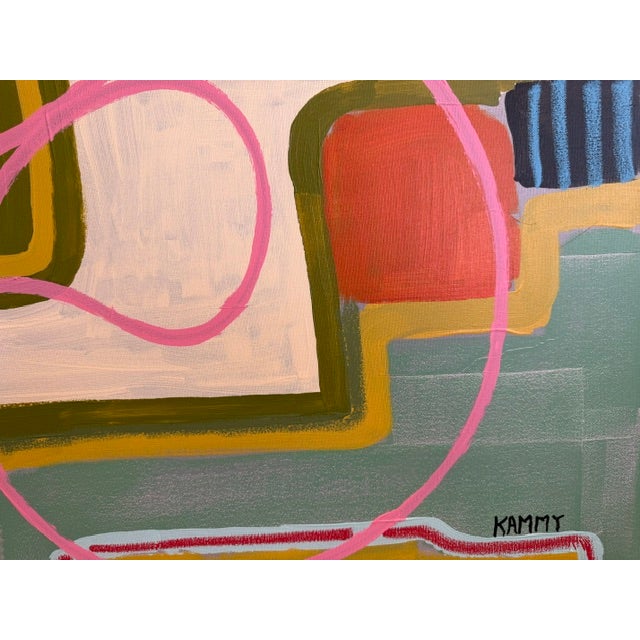 Large Contemporary Abstract Acrylic Painting – Pink Linear & Geometric Expressions For Sale In Atlanta - Image 6 of 11