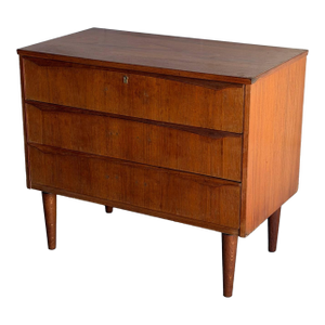 Vintage Danish Modern Teak 3 Drawer Chest Dresser Mid Century Scandinavian Cabinet