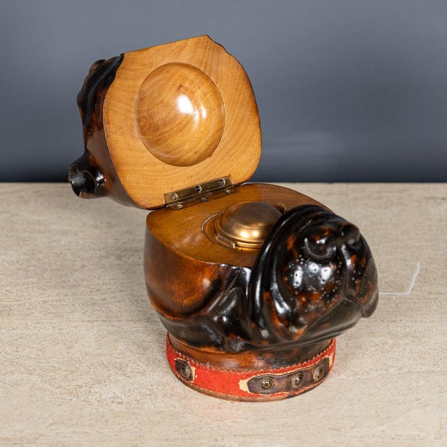 Antique 20th Century Wood of Life Bulldog Inkwell Jar, 1910s For Sale - Image 16 of 18