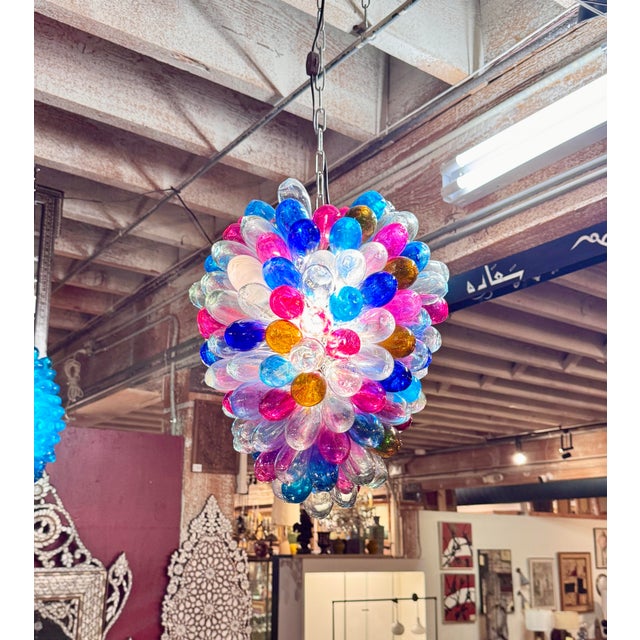 1990s Hand-Blown Multicolor Glass Pendant Light For Sale - Image 11 of 12