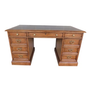 Sligh Furniture Regency Style Tooled Leather Top Desk For Sale
