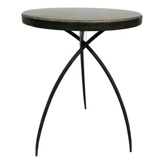 Global Views Modern Large Gray Marble Tripod Accent Table For Sale