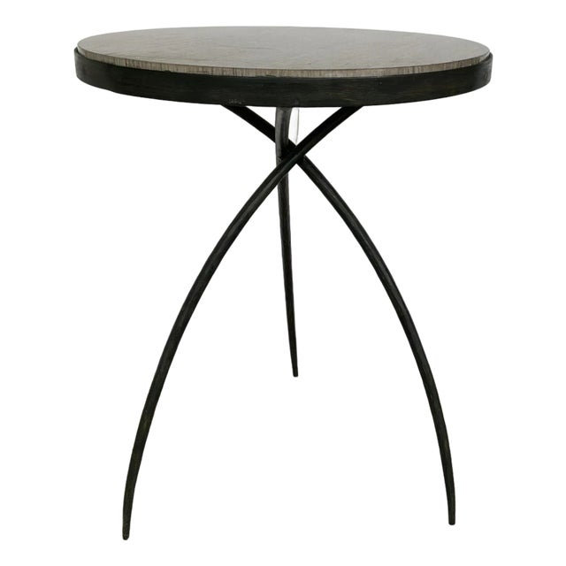 Global Views Modern Large Gray Marble Tripod Accent Table For Sale