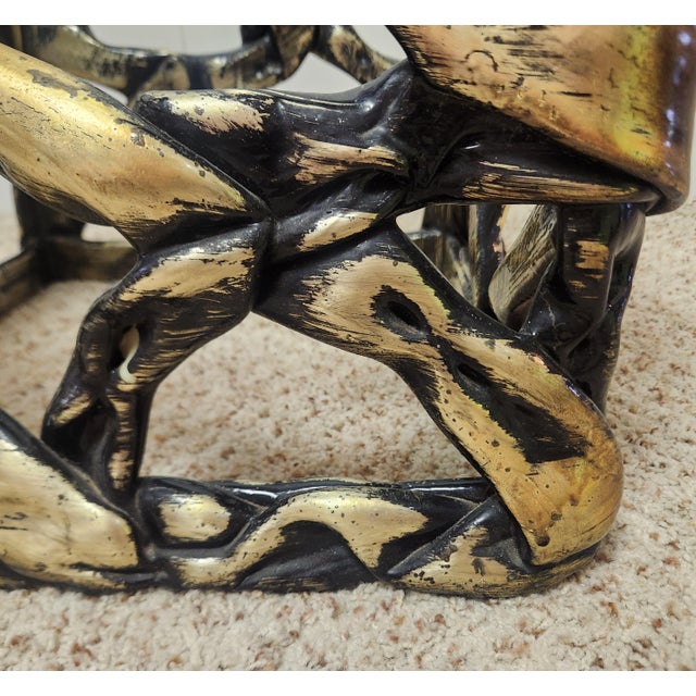 Glass Tony Duquette Style Small End Table Pulled Taffy 1970s Glam For Sale - Image 7 of 10