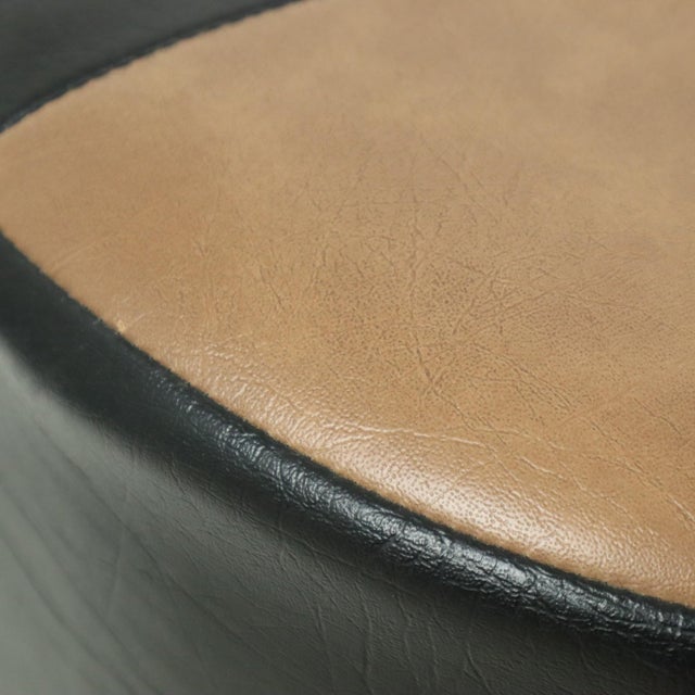 Vintage Brown 2-Tone Skai Ottoman, 1960s For Sale - Image 11 of 12