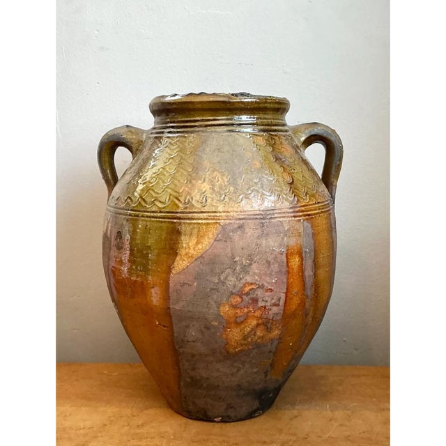 Burnt Orange Vintage Glazed Terracotta Jar For Sale - Image 8 of 12