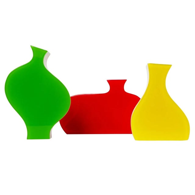 Vintage Colorful Stylized Acrylic Glass Vases from Villeroy & Boch, Set of 3 For Sale - Image 11 of 11