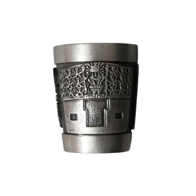 1980s Incan Deities Pewter Shot Glasses by Schohaus of Bolivia - Set of 6 For Sale In Tampa - Image 6 of 9