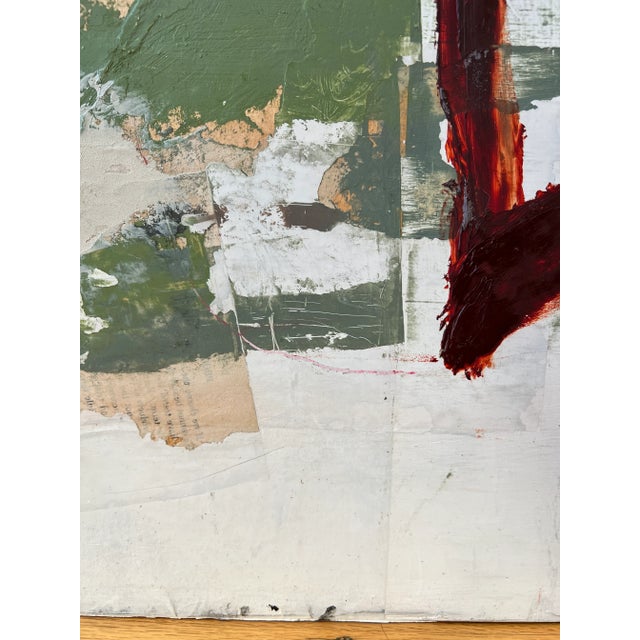 Contemporary "The Red Door" Original Abstract Collage on Board For Sale - Image 3 of 8