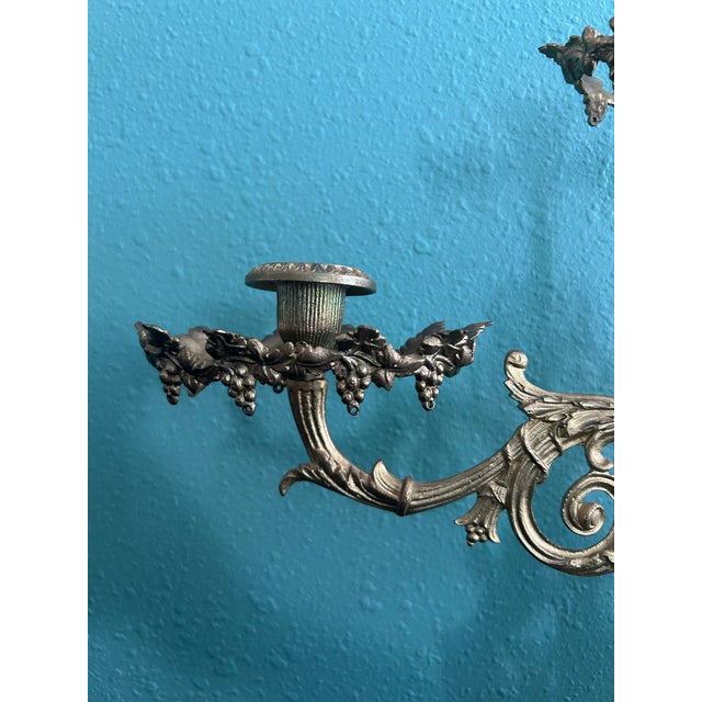 Mid 19th Century Antique Victorian Brass Figural Girandole Candelabra c.1850-1870 Marble Base For Sale - Image 5 of 9