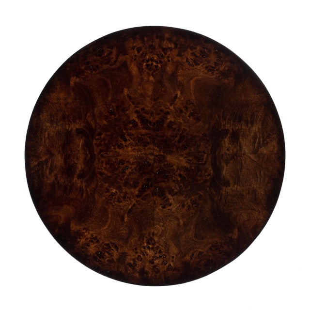 Chocolate Holdin 18 in. W Round Wood Side Table with Lower Open Shelf, Dark Burl For Sale - Image 8 of 9