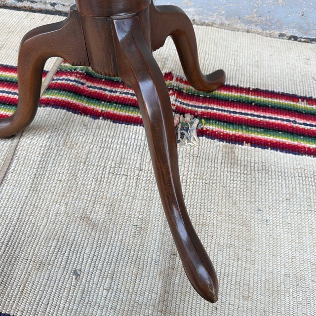 Brown Antique Connecticut Federal Cherrywood Inlaid Snake Leg Candlestand, Circa 1800–1820 For Sale - Image 8 of 12