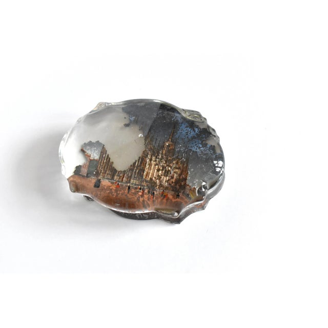 Gothic Antique 19th-Century " Tour" Italian Milan Cathedral Reverse-Painted Glass Souvenir Paperweight For Sale - Image 3 of 6