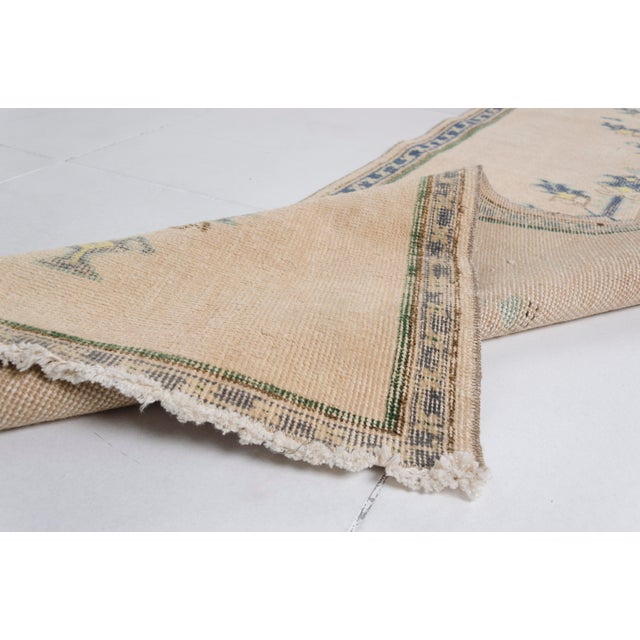 Mid 20th Century Oushak Beige Hallway Runner Rug For Sale - Image 6 of 10