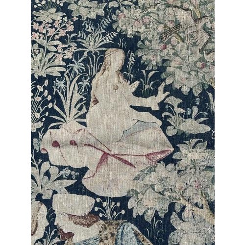 Vintage French Medieval Style Screen Printed Tapestry, 1960s For Sale - Image 11 of 18