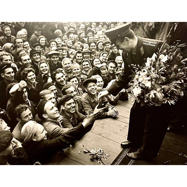 Yuri Gagarin Meeting Workers at Foundry Stankolit, depicting the famous Russian cosmonaut (Moscow, 1961) Gelatin silver...