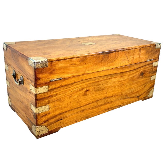 Brown Small 19th Century Camphor Wood Campaign Trunk, 1860s For Sale - Image 8 of 13