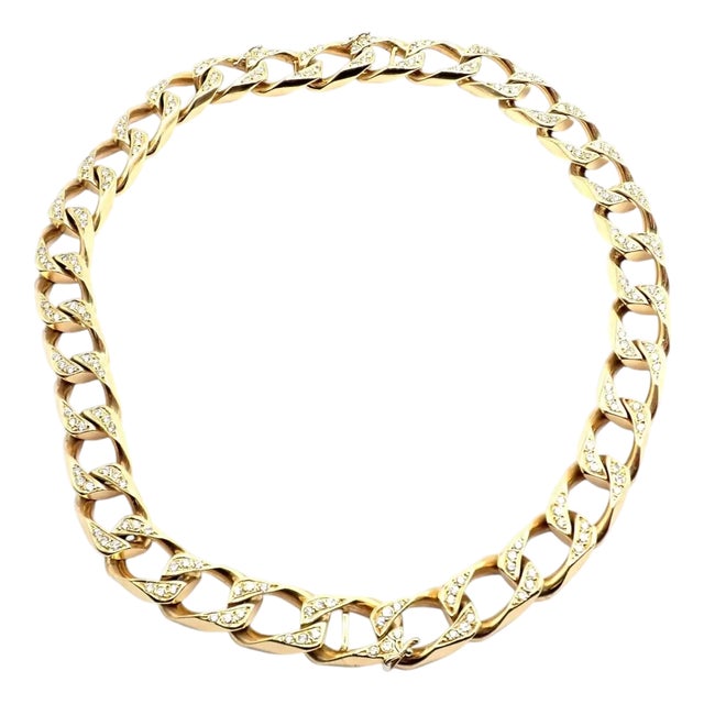 1980s Bvlgari Bulgari Diamond Set of Two Yellow Gold Link Bracelets Necklace For Sale
