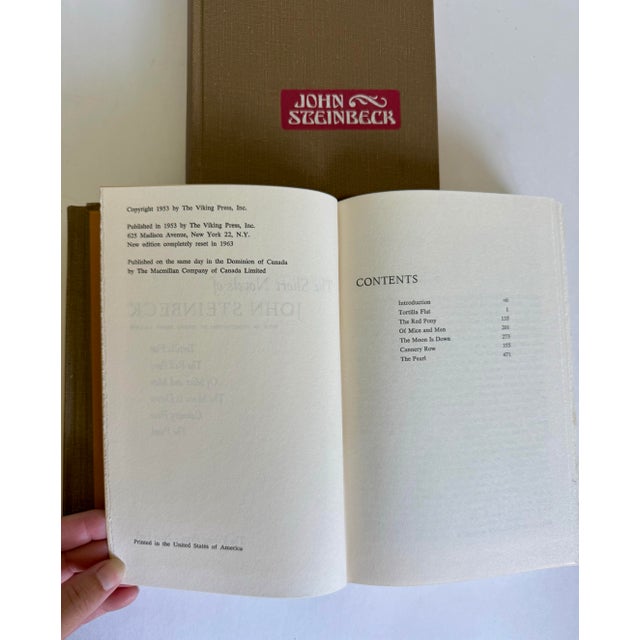 Tan Mid-Century John Steinbeck Hardcover Book Set of 3 – Viking Press For Sale - Image 8 of 12