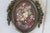 Vintage ornate brass miniature oval frame floral print wall hanging. Made in Italy. Minor age wear. Patina. Ready to hang.