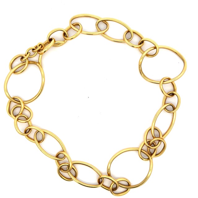 Vintage Italian 18k Gold Modernist Open Link Necklace For Sale In Miami - Image 6 of 10