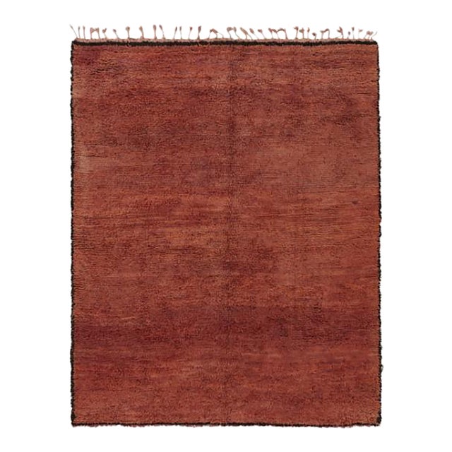 Vintage Moroccan Rug, Solid Red Lush Field - Rug & Kilim For Sale