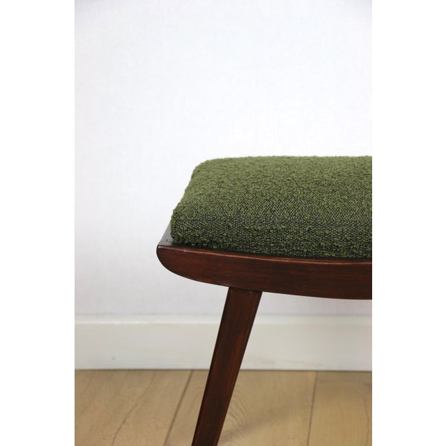 Art Deco Green Olive Bouclé Stool, 1970s For Sale - Image 6 of 8