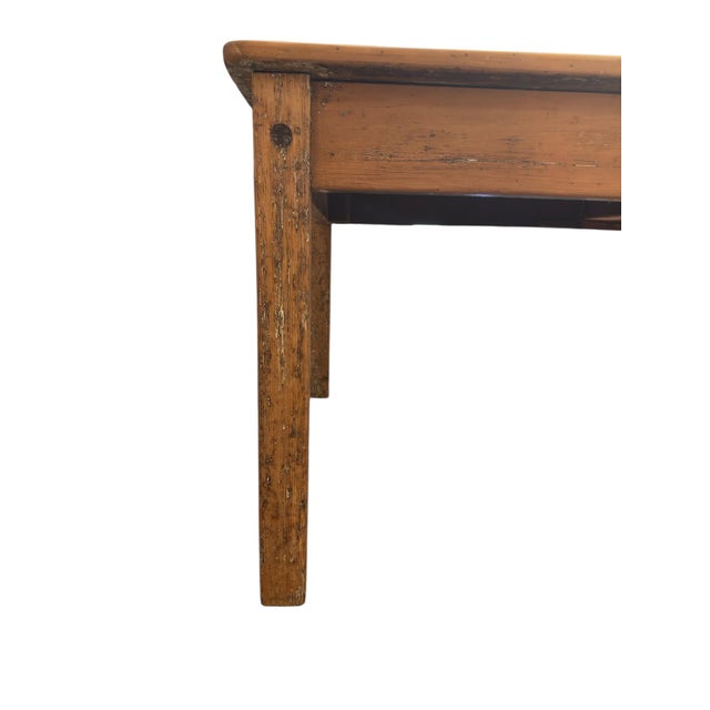 Brown 19th Century English Pine Farmhouse Dining Table with Drawer For Sale - Image 8 of 10
