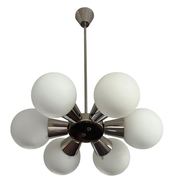 Metal Mid-Century Sputnik Chrome Chandelier from Kamenický Šenov, 1970s For Sale - Image 7 of 7