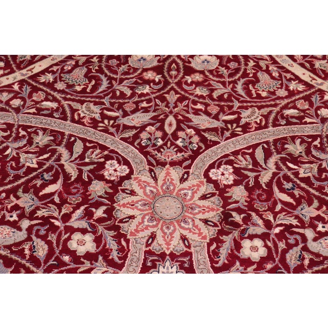 Shabby Chic Art Nouveau 1990's Pak-Persian Red/Red Wool Rug - 9'0'' X 12'9'' For Sale - Image 3 of 9